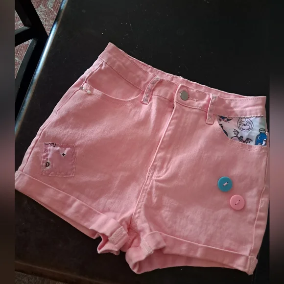 Custom RAGE Pink Unicorn Kawaii Shorts! OOAK! SZ Xs-Sm, 25"-28" waist - Picture 2 of 8